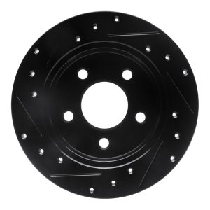Ford Mustang Brake Rotor (1) - Rear Right - R1 Concepts - Drilled & Slotted - Black - `94-`04